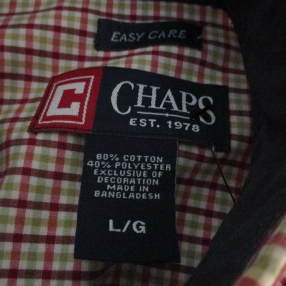 Chaps Long Sleeve Oxford Shirt sz L Red Plaid Button Down - Picture 9 of 10